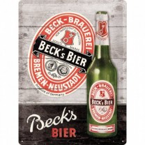 Placa metalica - Becks Green Bottle- 30x40 cm
